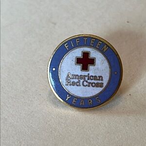 Vintage 24K Gold Plated American Red Cross Fifteen Years Lapel Pin